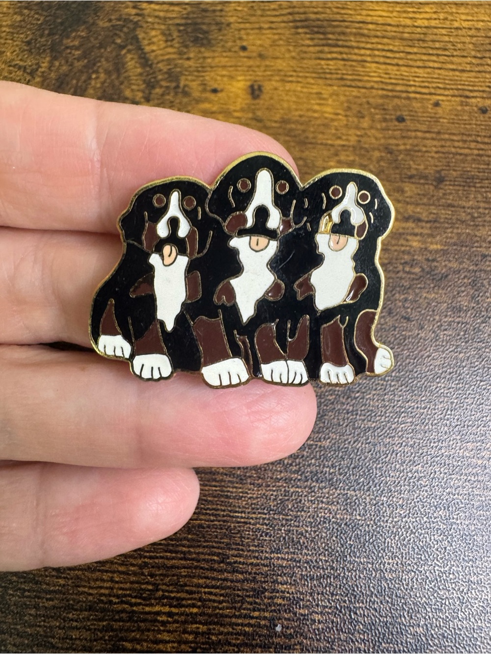 Enamel Pin - Bernese Mountain Dog Trio in Black and Brown